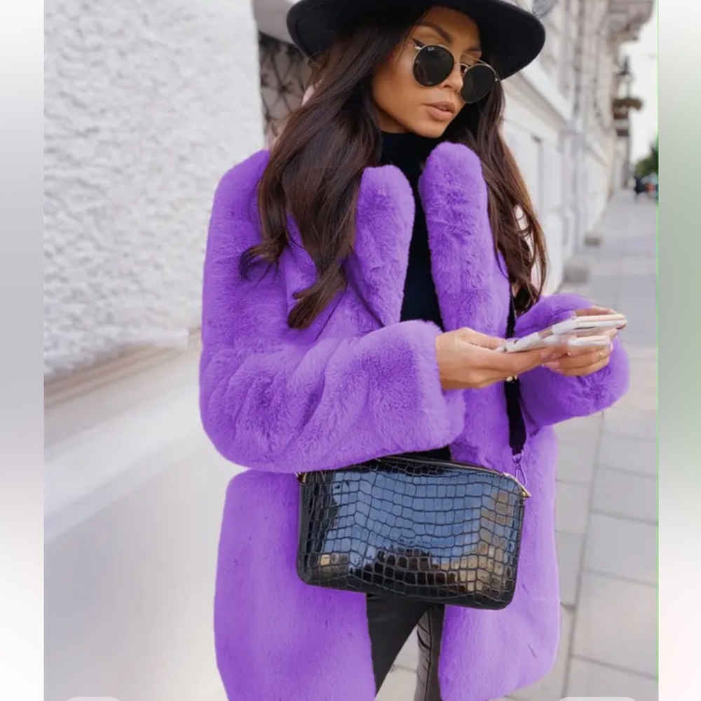 Purple faux fur women’s jacket